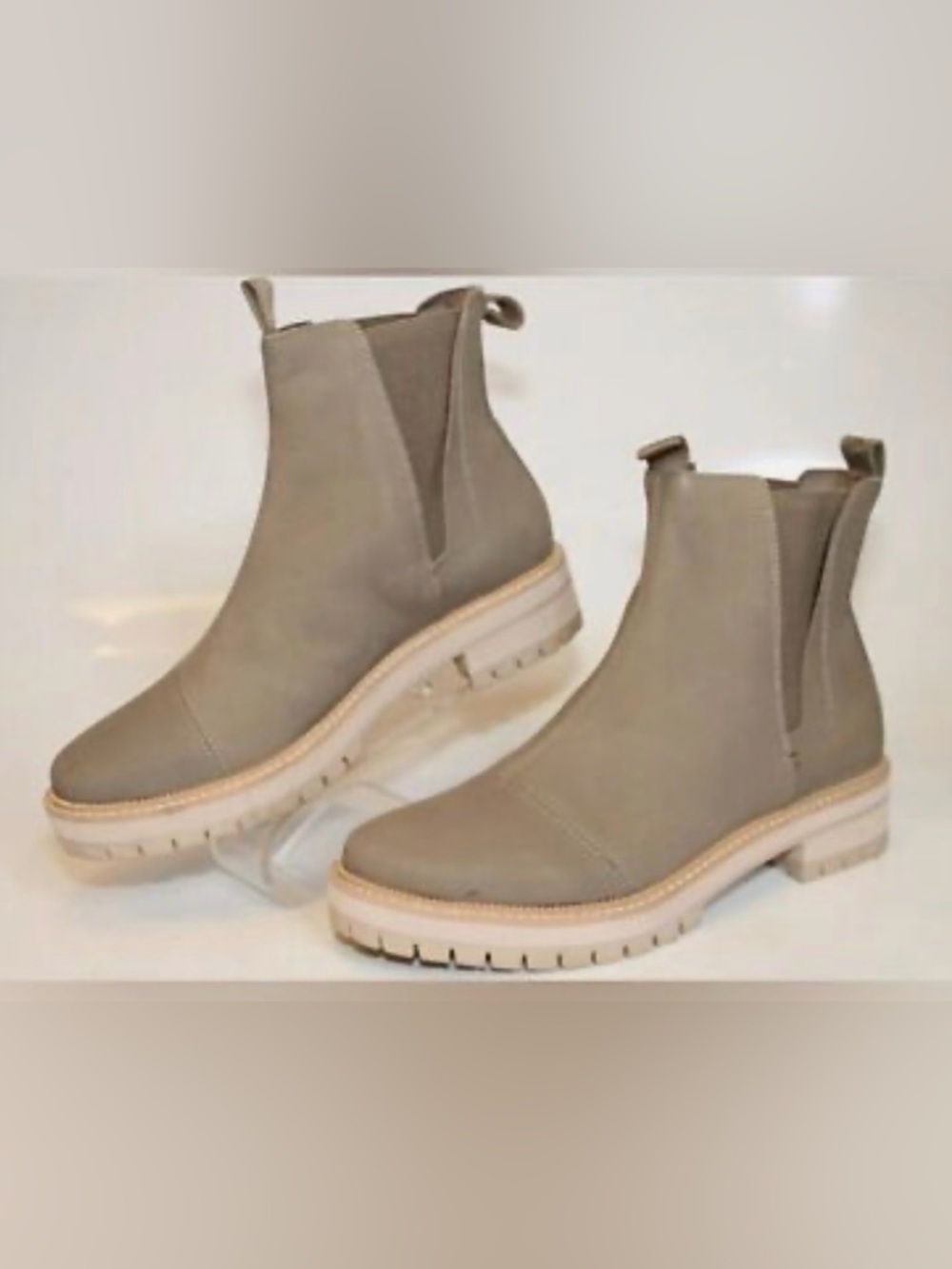 Toms Taupe Chelsea Lug Booties with Light Sole